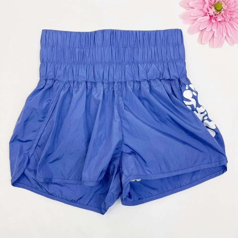 Free People Movement The Way Home Logo Shorts Athletic Hague Blue